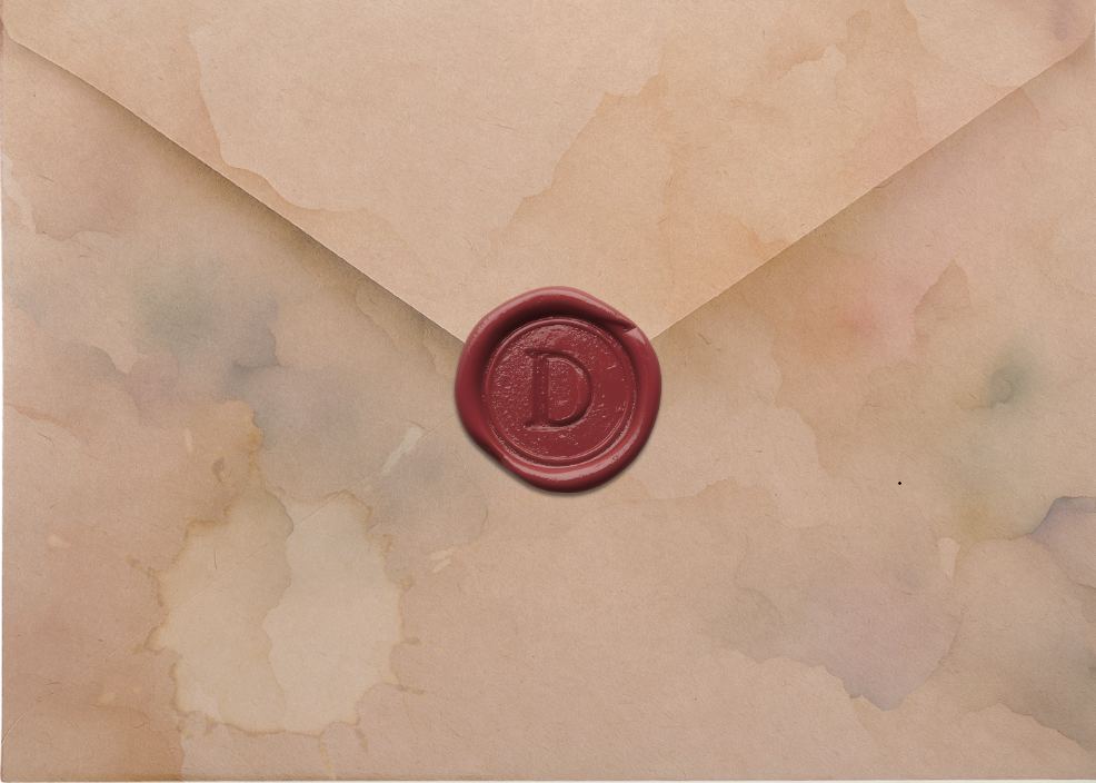 weathered, stained envelope from Drivelbane